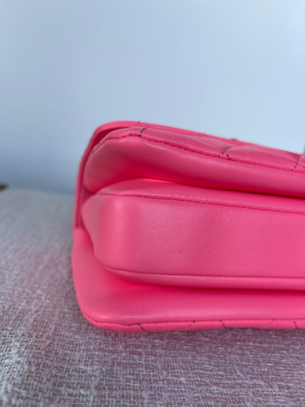 Chanel Mini Quilted Flap Bag Crossbody Top handle Bubblegum-Coral Pink RARE - Picture 11 of 15